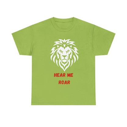 Hear me Roar T-Shirt, Bright, vibrant, make a statement t-shirt. This is for the bold, certain, animal lover, who adores a cat.  Full with paw on the rear. Wildlife.