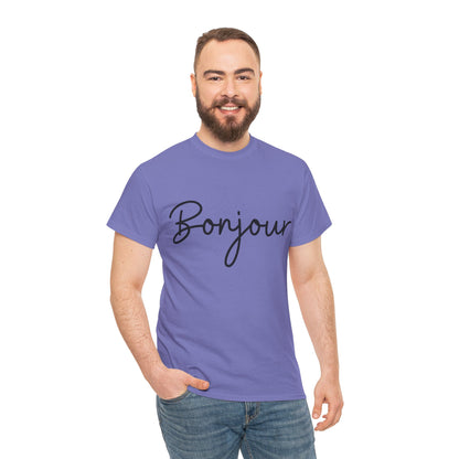 "Bonjour" (French Greeting) Unisex Heavy Cotton Tee