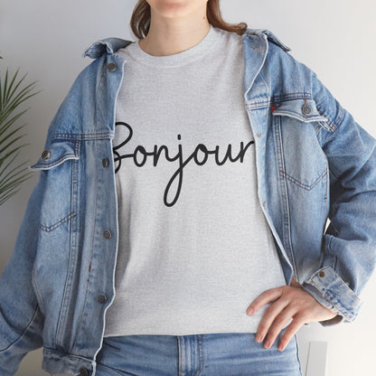 "Bonjour" (French Greeting) Unisex Heavy Cotton Tee