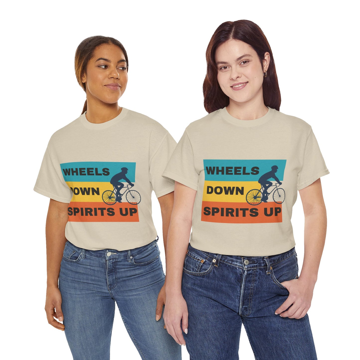 Unisex Heavy Cotton Tee - Wheels Down, Spirits Up