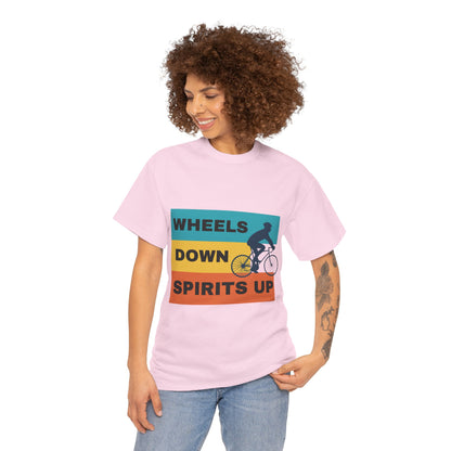 Unisex Heavy Cotton Tee - Wheels Down, Spirits Up