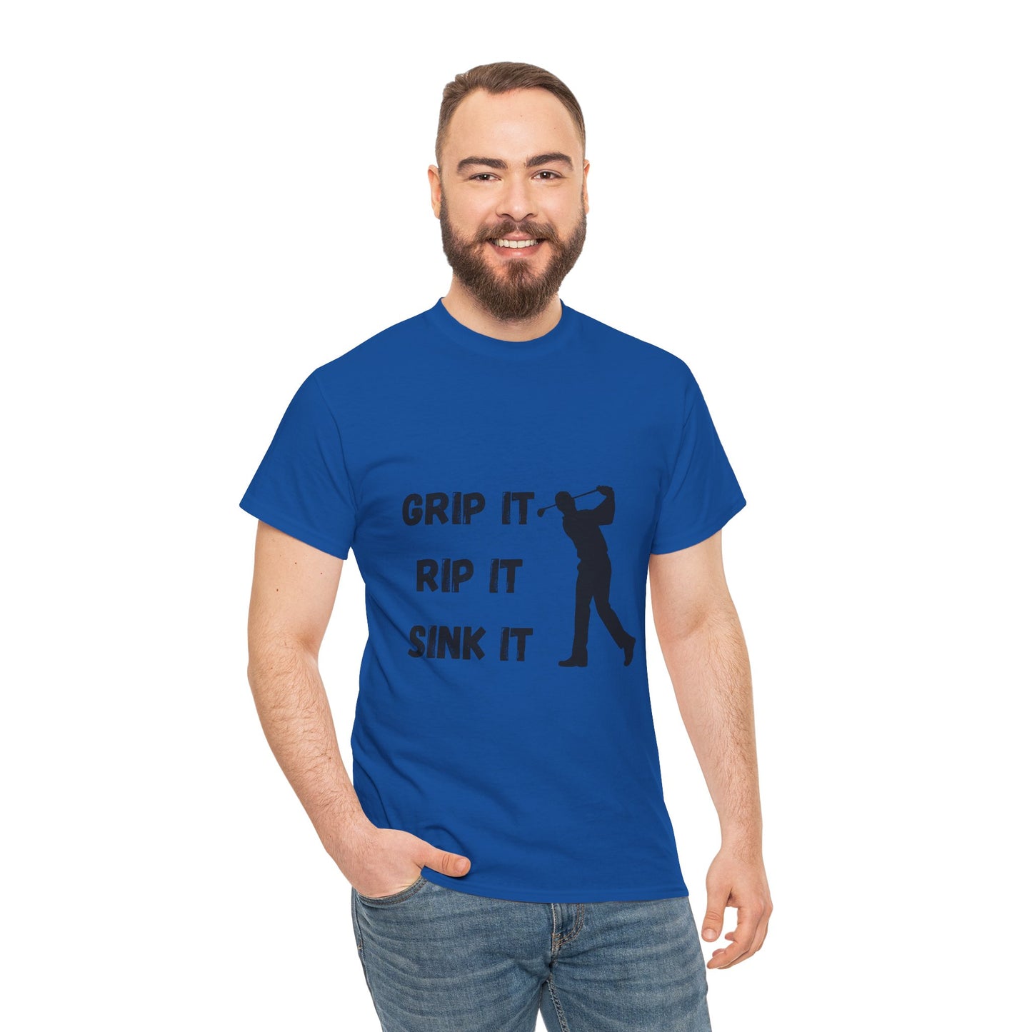 Unisex Heavy Cotton Tee - Grip It, Rip It, Sink It Man