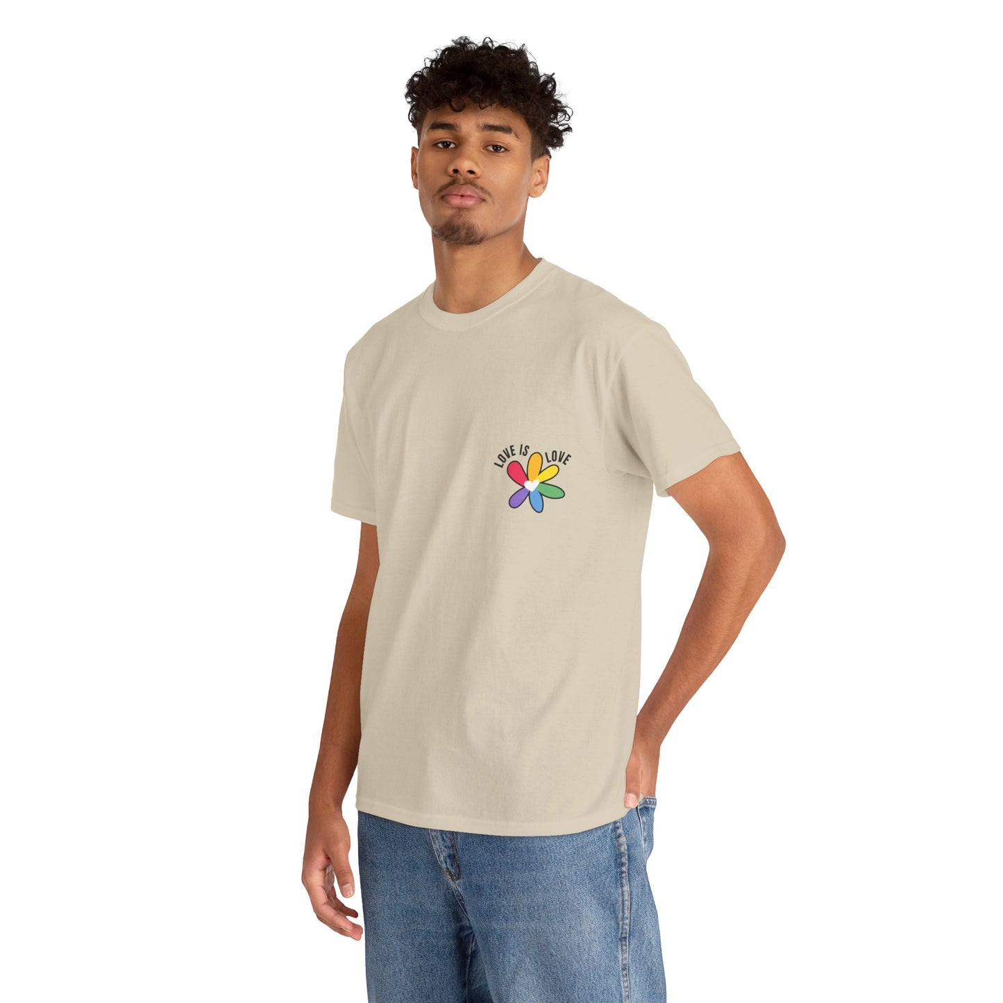 Unisex Heavy Cotton Tee - Rainbow Flower Mini