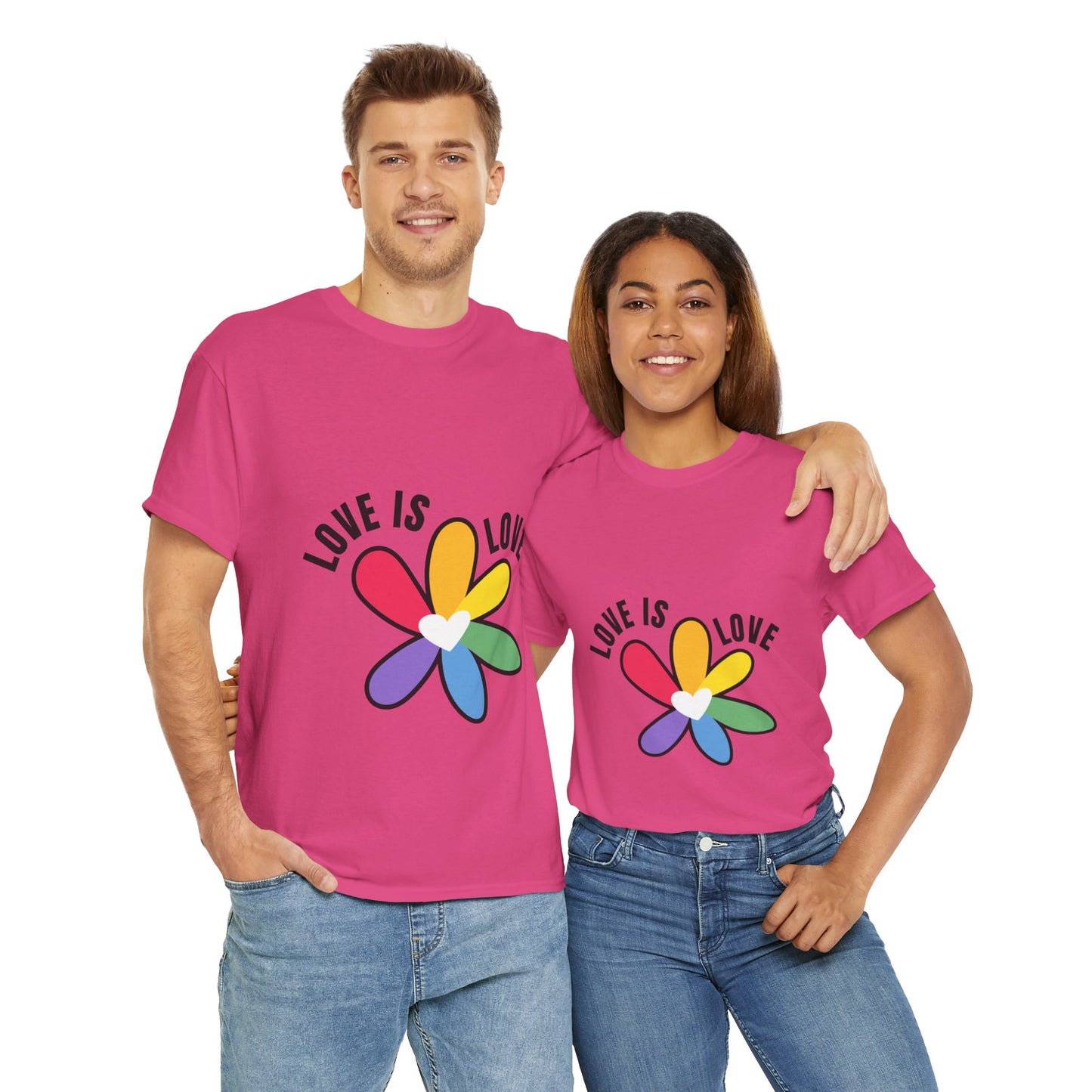 Unisex Heavy Cotton Tee - Rainbow Flower