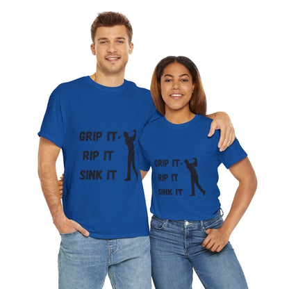 Unisex Heavy Cotton Tee - Grip It, Rip It, Sink It Man