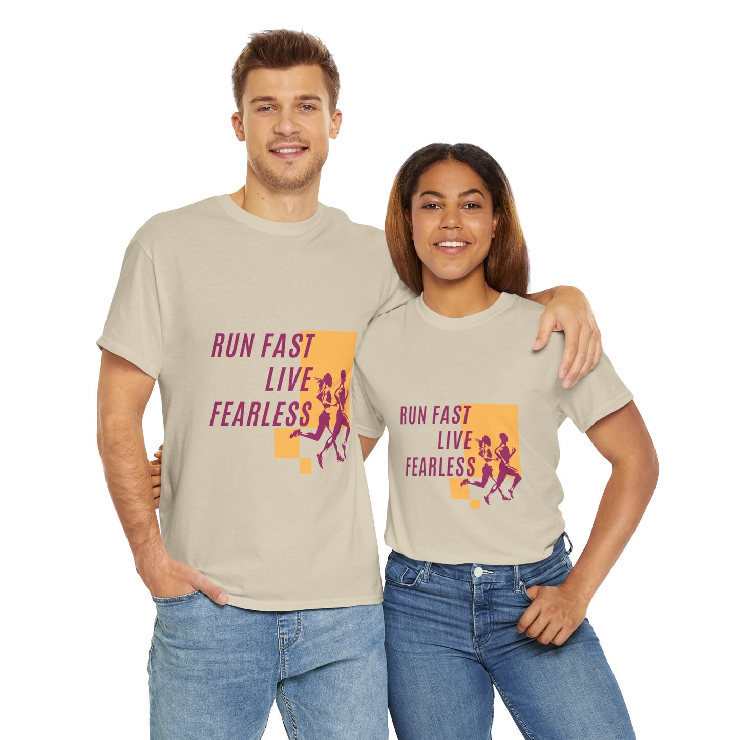 Unisex Heavy Cotton Tee - Run Fast, Live Fearless