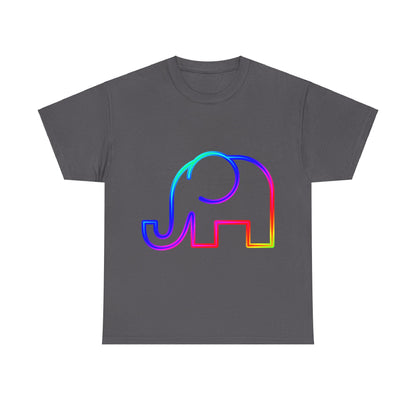 vibrant animal lover t-shirt with colourful rainbow elephant outline. Great for as a gift. Great for wildlife adventures.