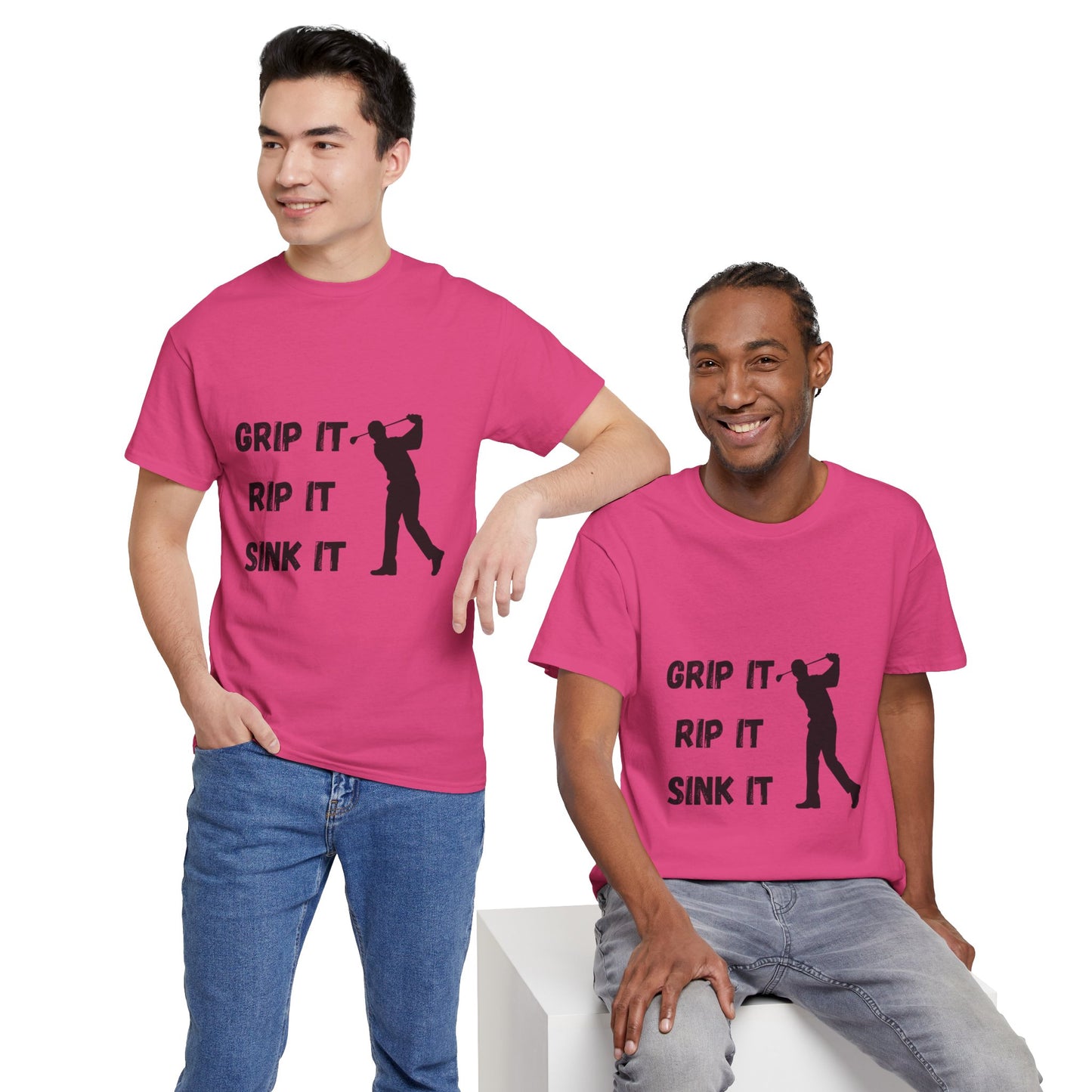 Unisex Heavy Cotton Tee - Grip It, Rip It, Sink It Man