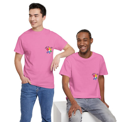 Unisex Heavy Cotton Tee - Rainbow Flower Mini