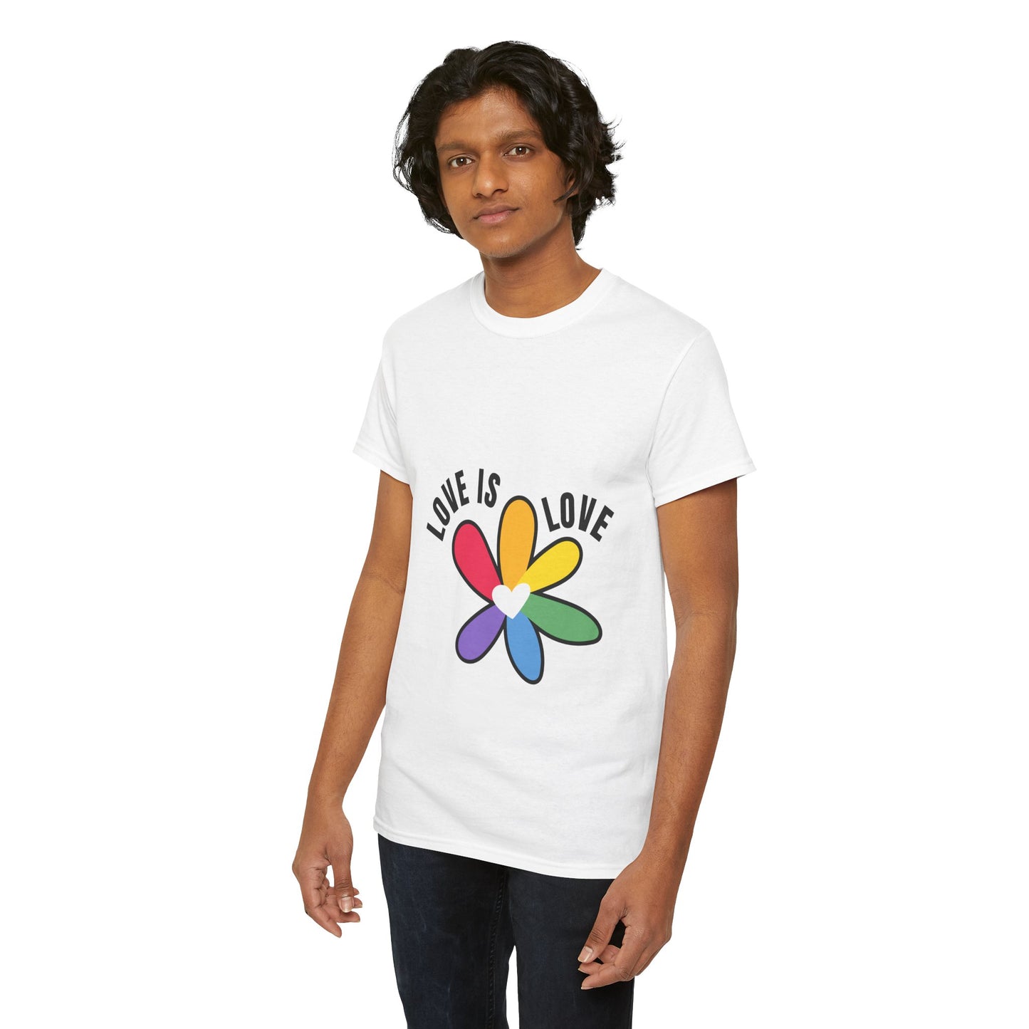 Unisex Heavy Cotton Tee - Rainbow Flower