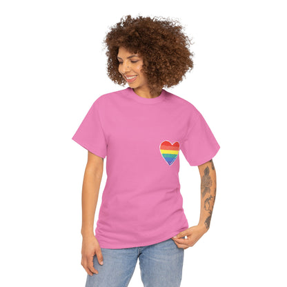 Unisex Heavy Cotton Tee - Love Is Love Rainbow Heart Mini