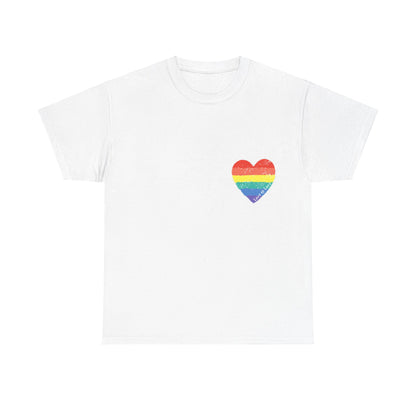 Unisex Heavy Cotton Tee - Love Is Love Rainbow Heart Mini