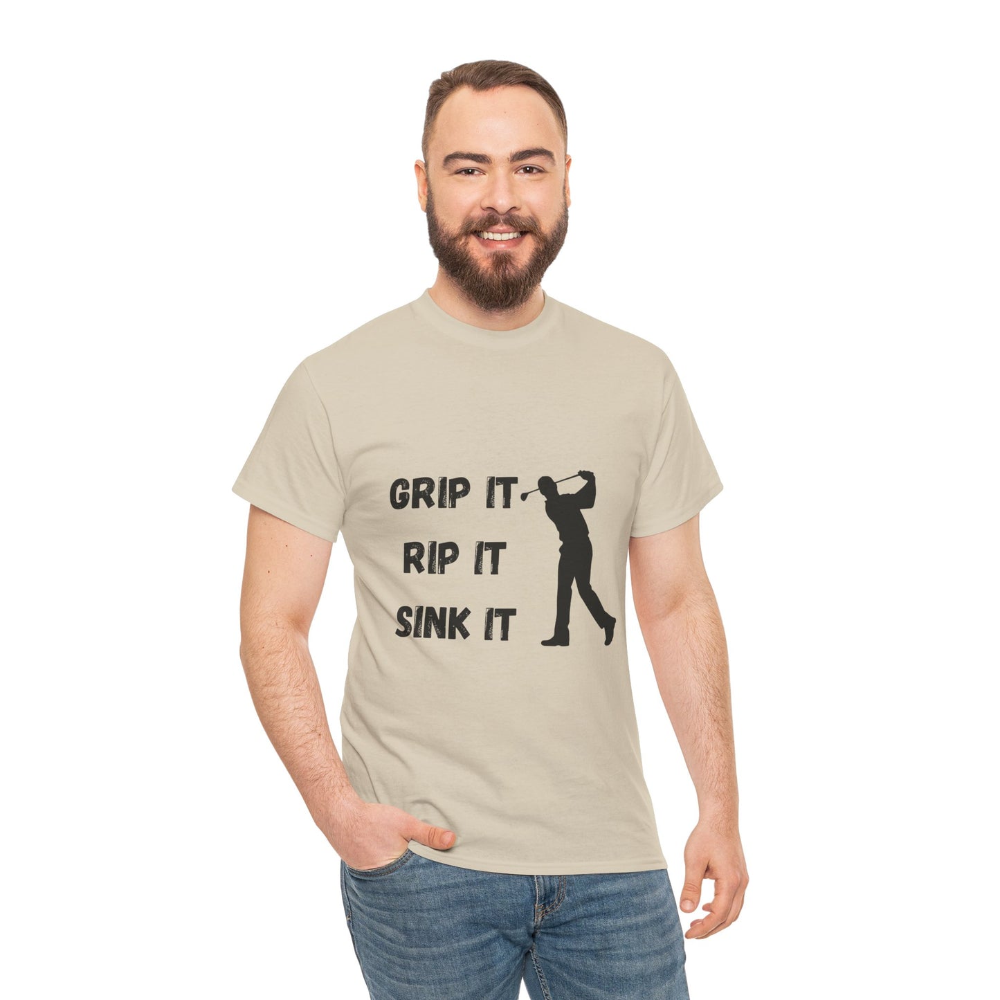 Unisex Heavy Cotton Tee - Grip It, Rip It, Sink It Man