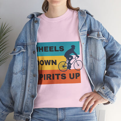 Unisex Heavy Cotton Tee - Wheels Down, Spirits Up