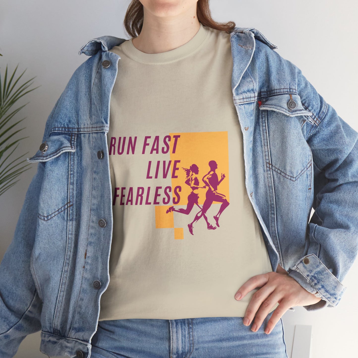 Unisex Heavy Cotton Tee - Run Fast, Live Fearless