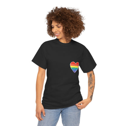 Unisex Heavy Cotton Tee - Love Is Love Rainbow Heart Mini