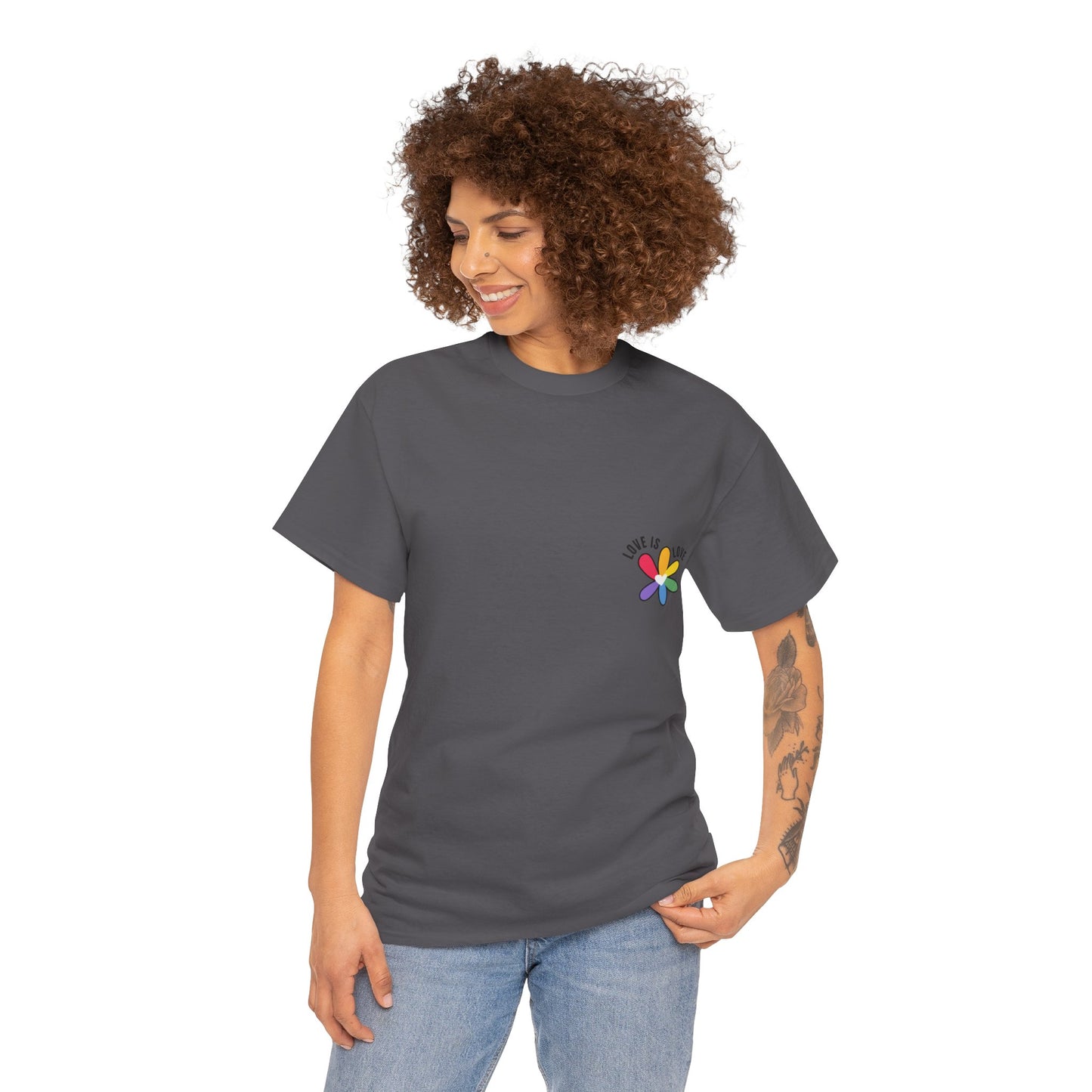 Unisex Heavy Cotton Tee - Rainbow Flower Mini