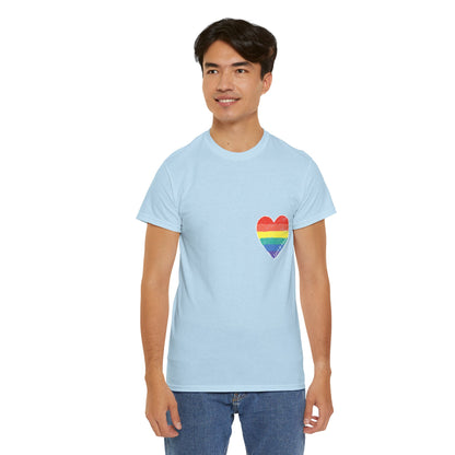 Unisex Heavy Cotton Tee - Love Is Love Rainbow Heart Mini