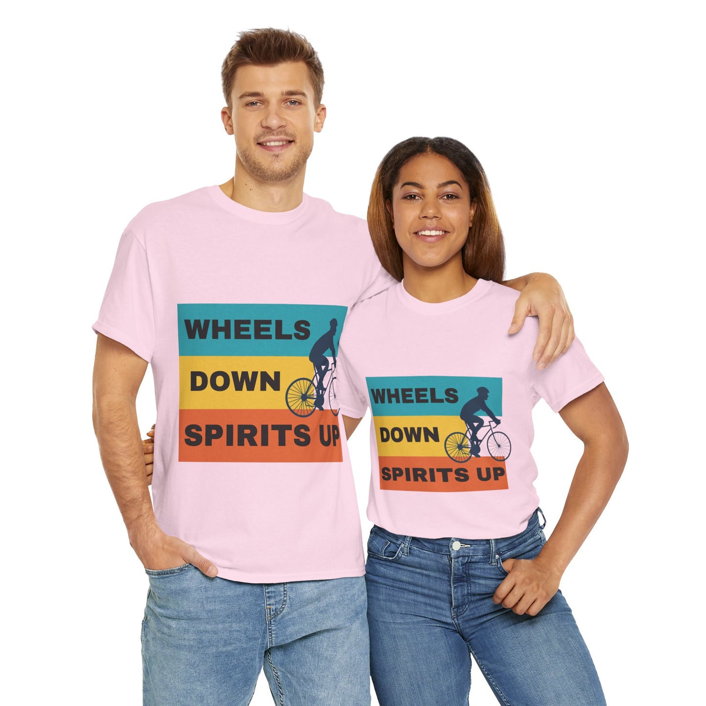 Unisex Heavy Cotton Tee - Wheels Down, Spirits Up