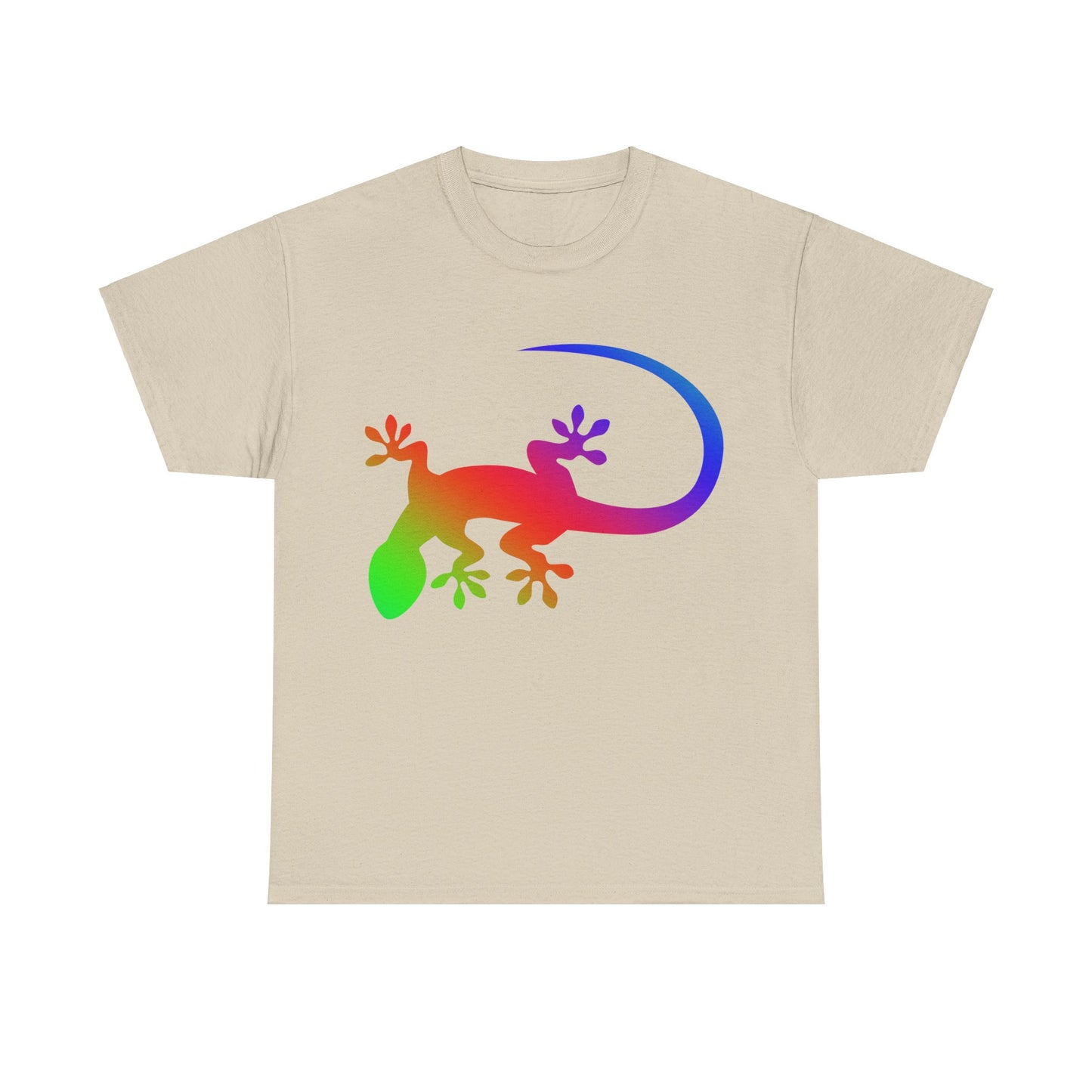 vibrant animal lover t-shirt with colourful rainbow gecko outline. Great for as a gift. Great for wildlife adventures.