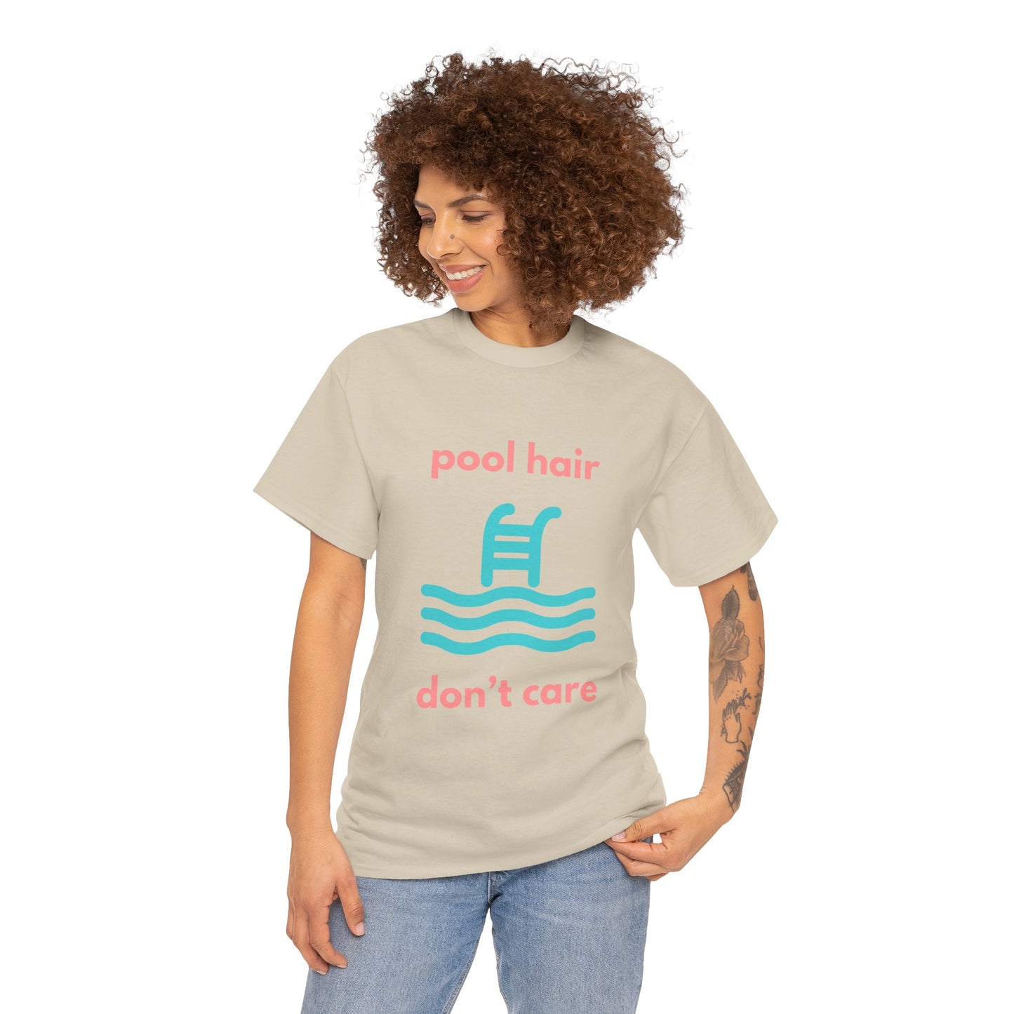 Unisex Heavy Cotton Tee - Pool Hair, Don't Care