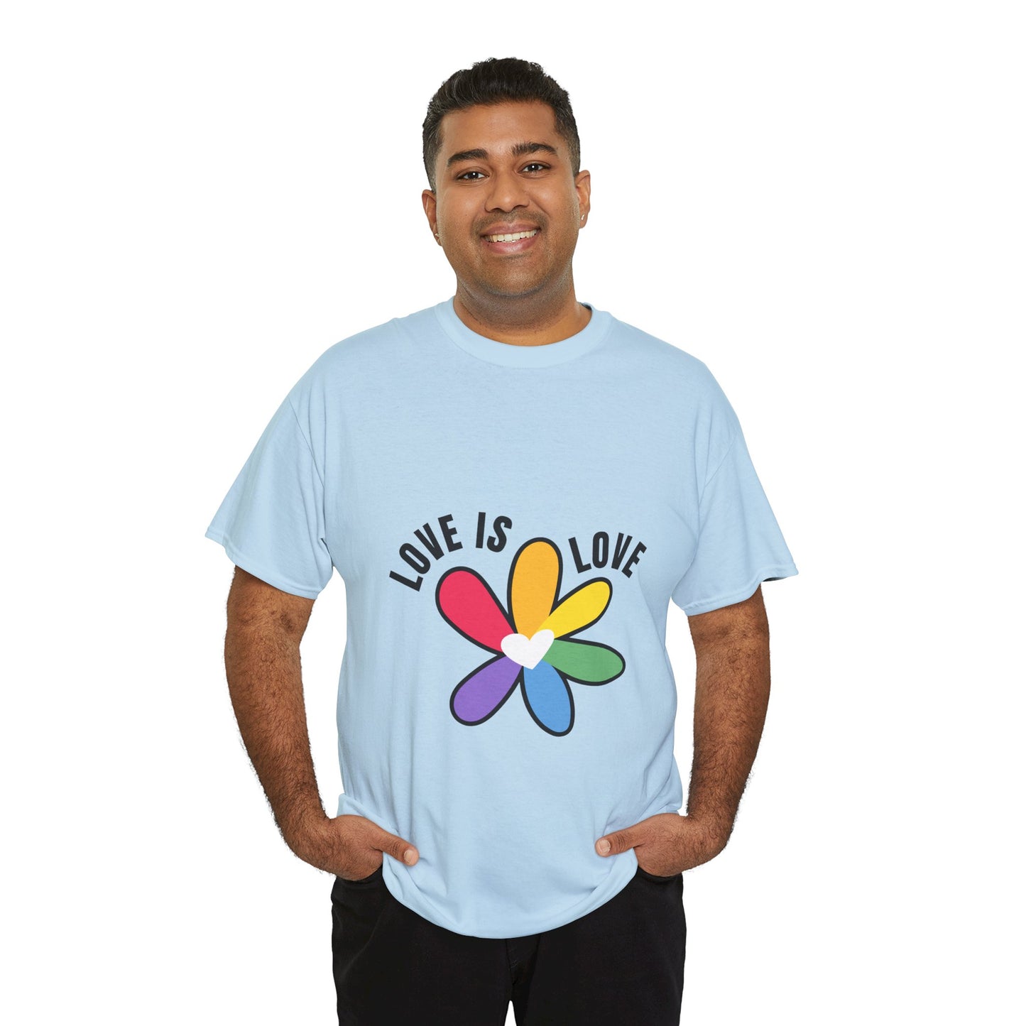 Unisex Heavy Cotton Tee - Rainbow Flower