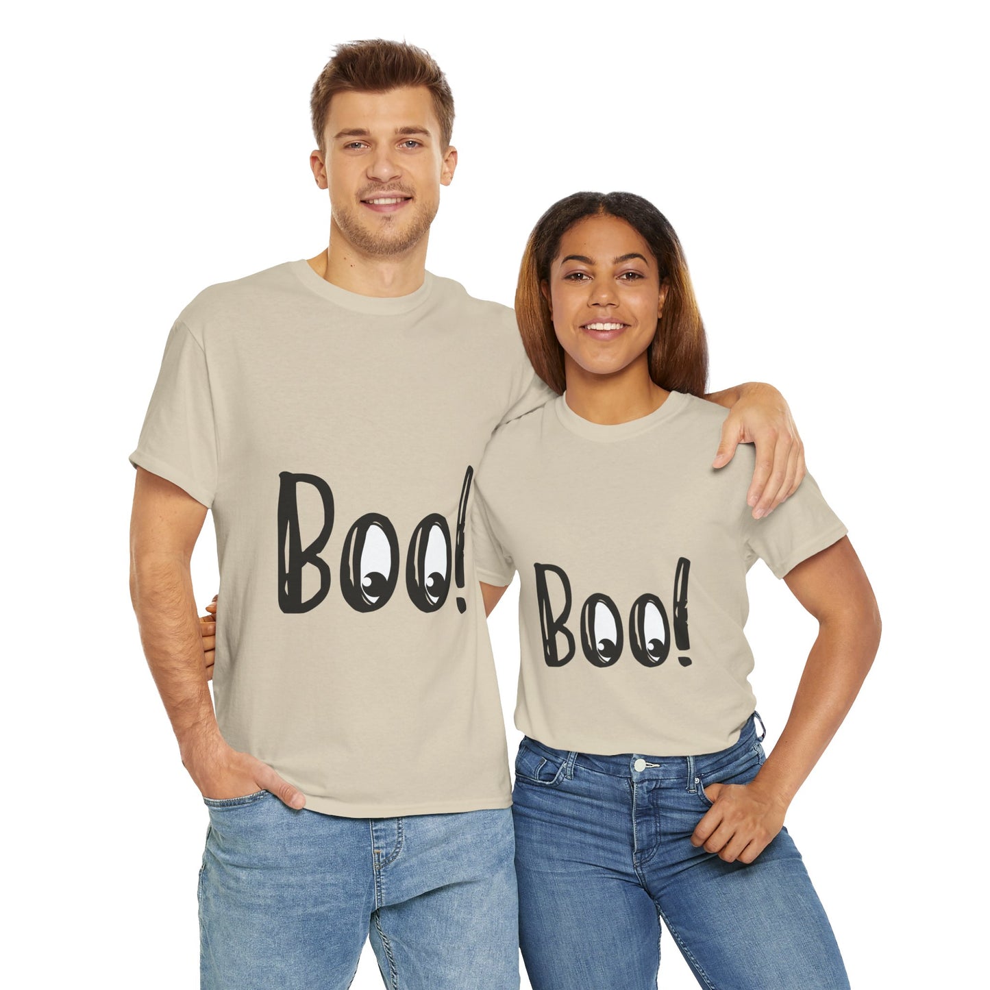 Unisex Heavy Cotton Tee - Boo Black Print