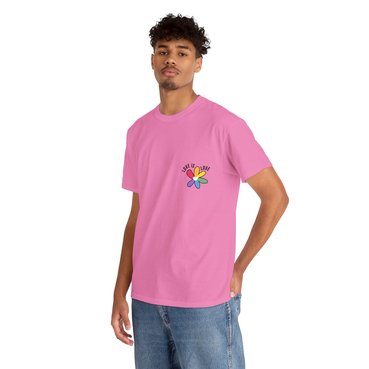 Unisex Heavy Cotton Tee - Rainbow Flower Mini