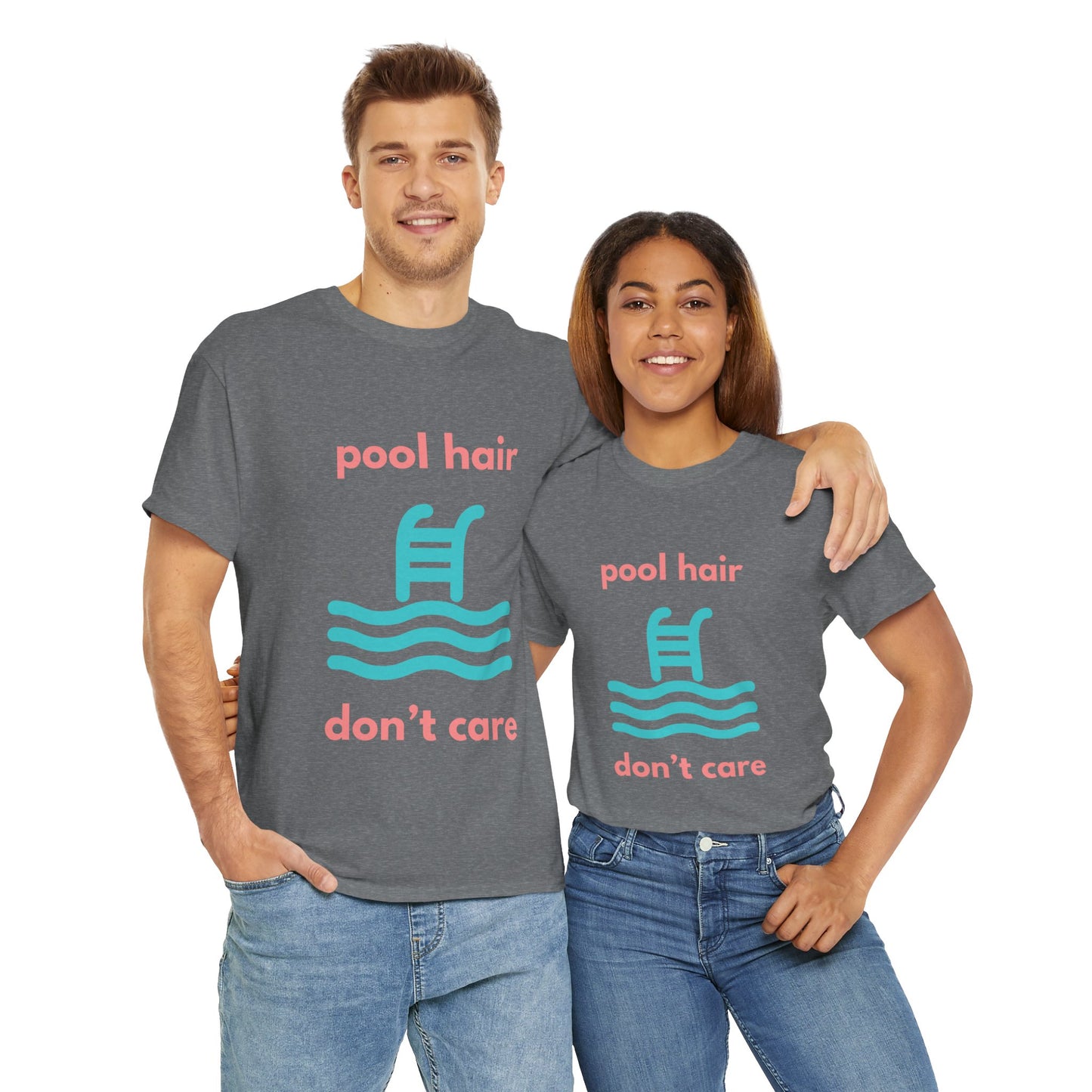 Unisex Heavy Cotton Tee - Pool Hair, Don't Care