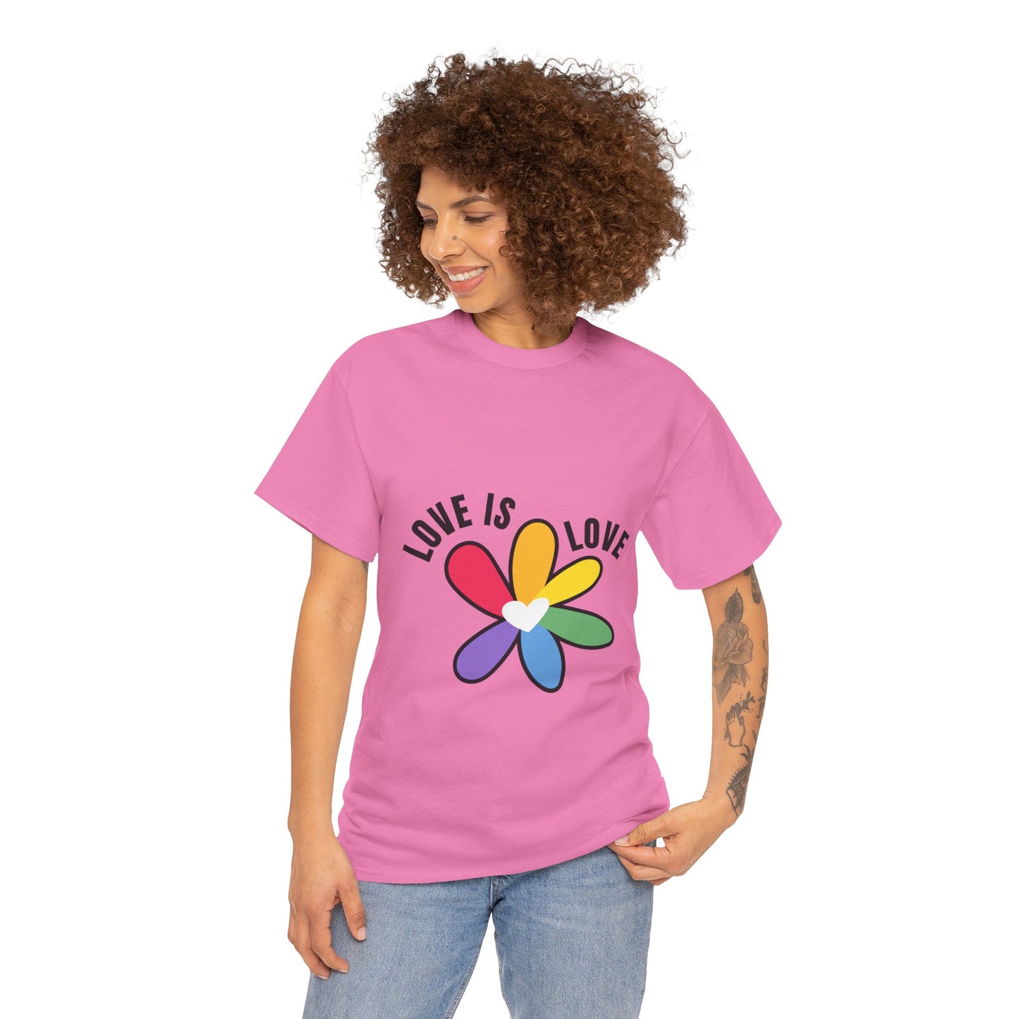 Unisex Heavy Cotton Tee - Rainbow Flower