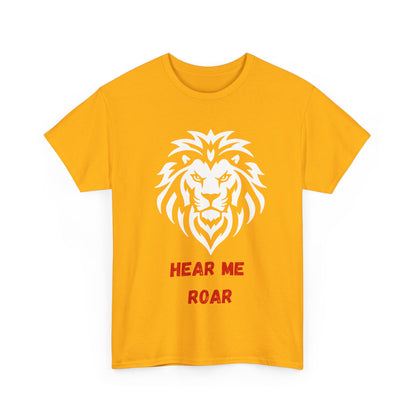 Hear me Roar T-Shirt, Bright, vibrant, make a statement t-shirt. This is for the bold, certain, animal lover, who adores a cat.  Full with paw on the rear. Wildlife.