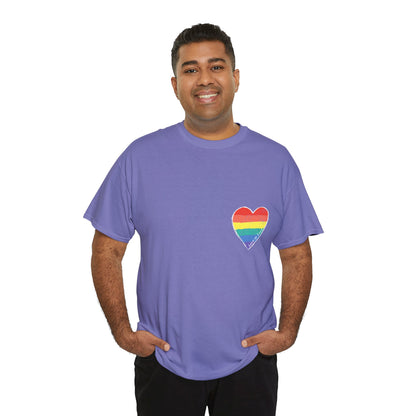 Unisex Heavy Cotton Tee - Love Is Love Rainbow Heart Mini