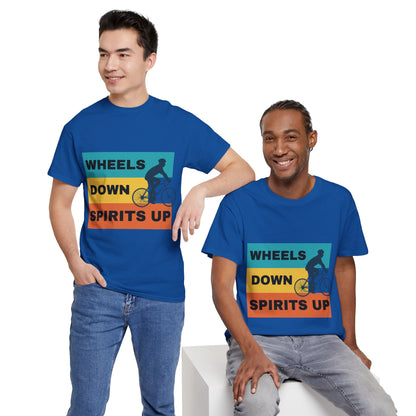 Unisex Heavy Cotton Tee - Wheels Down, Spirits Up