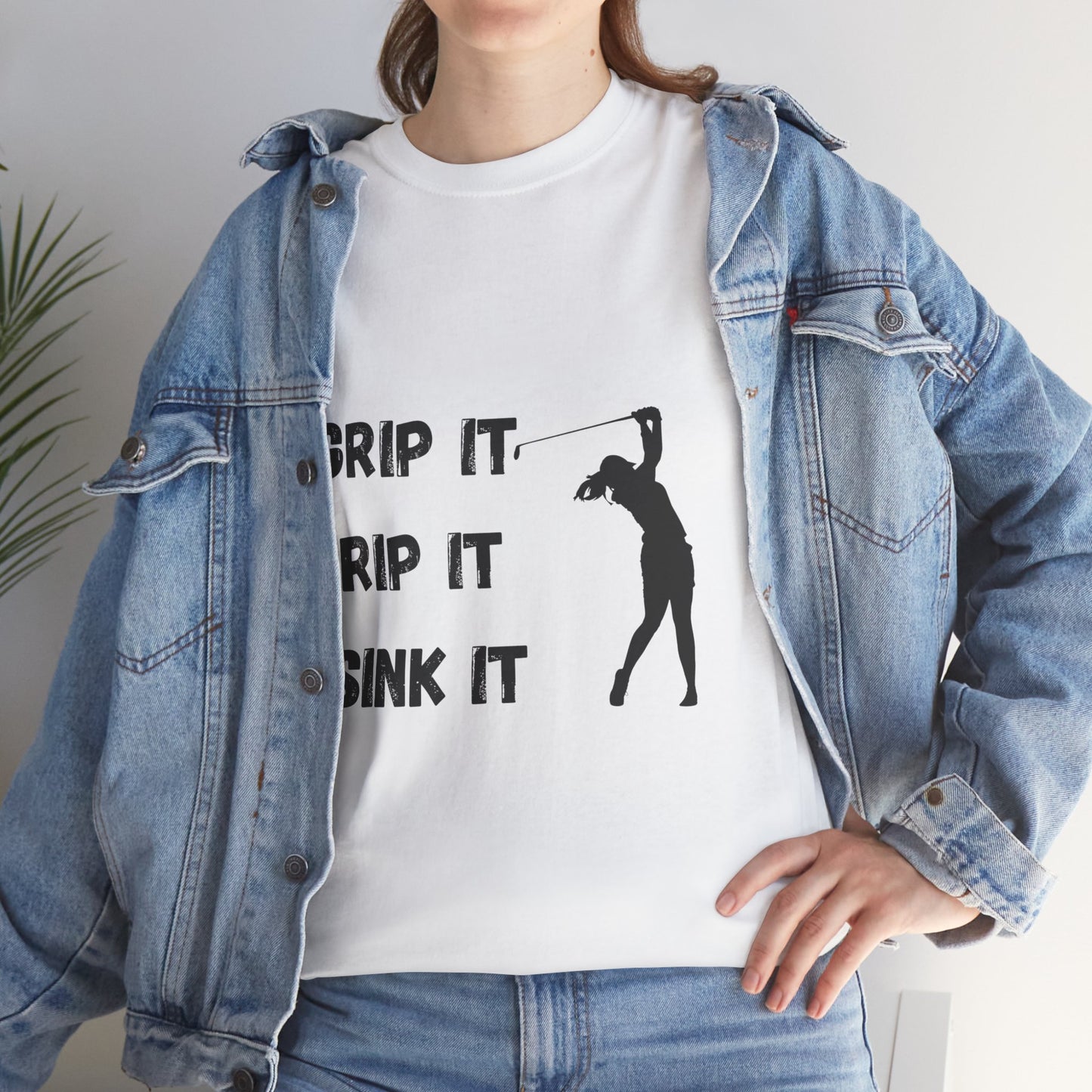 Unisex Heavy Cotton Tee - Grip It, Rip It, Sink It Woman