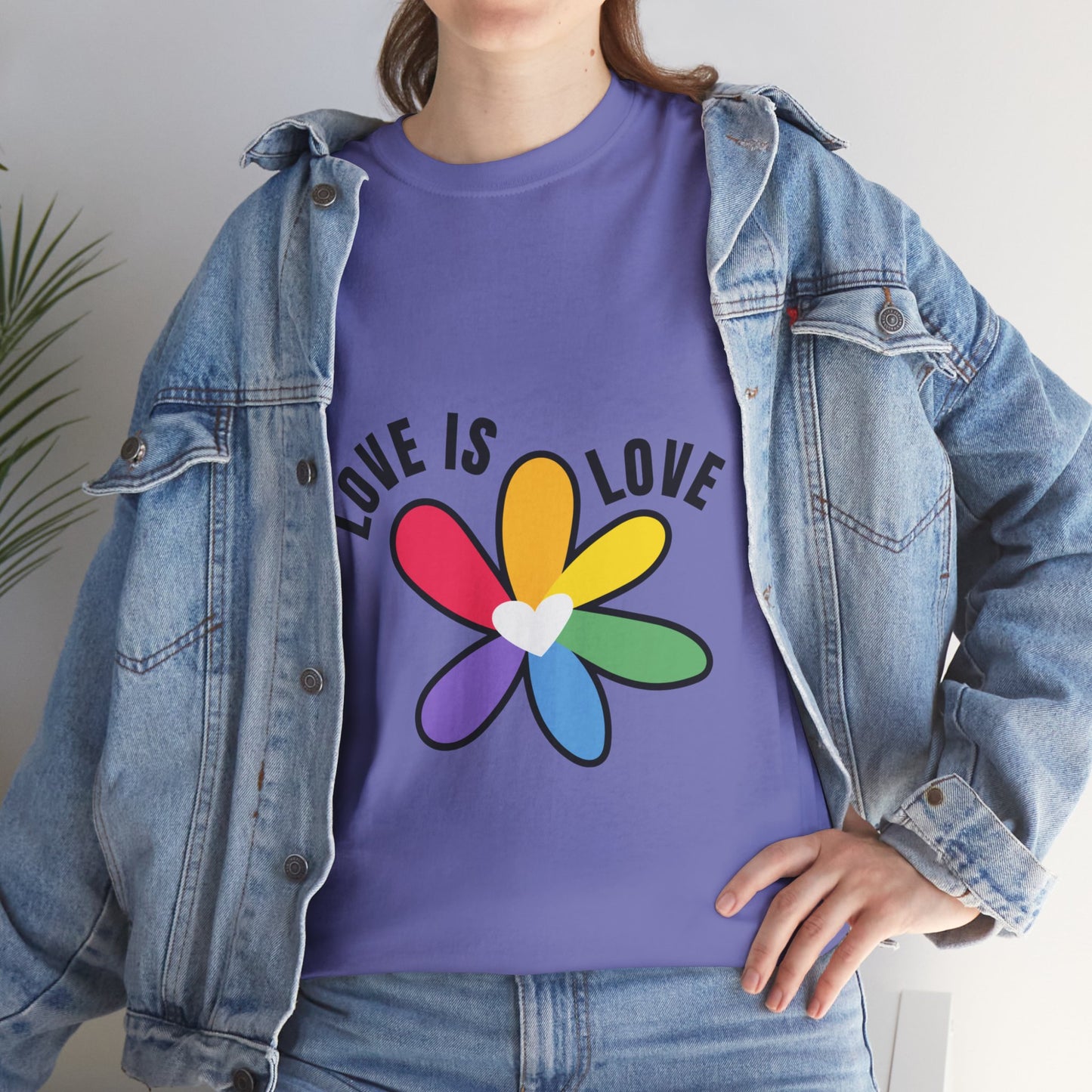 Unisex Heavy Cotton Tee - Rainbow Flower